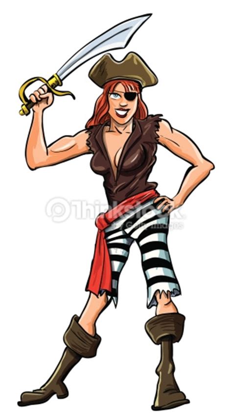 Cartoon Illustration Of Sexy Lady Pirate Vector Art