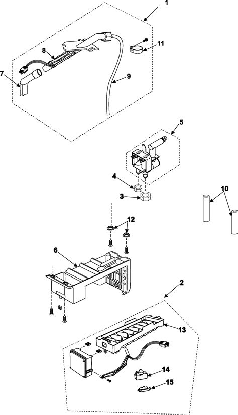ice maker diagram parts list  model rsbawwxaa samsung parts refrigerator parts