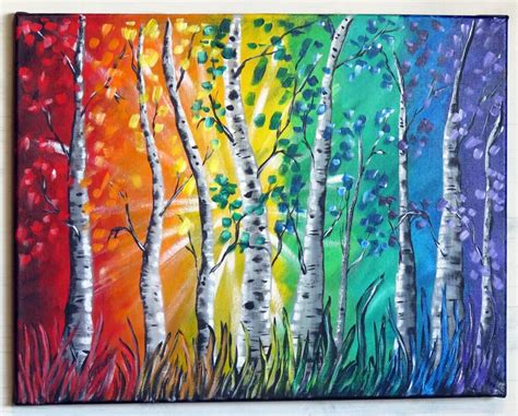 rainbow beauty acrylic painting  stretched canvas rainbow etsy