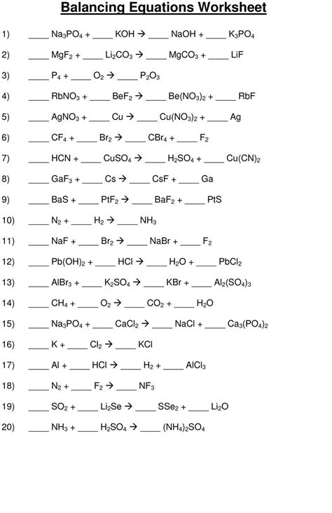 chemistry balancing chemical equations worksheet answer key db excelcom