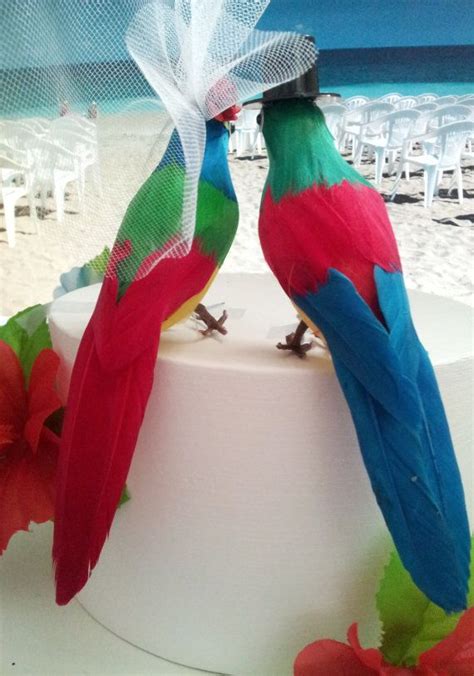 tropical wedding parrots cake topper  missrosedanae  tropical wedding favor hibiscus