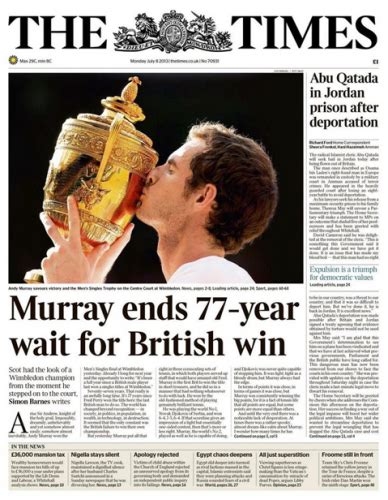 the times apologises for murray headline sports
