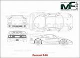 Ferrari F40 Drawing Blueprints sketch template