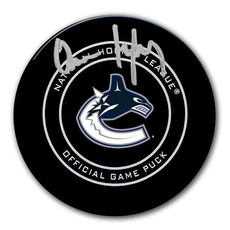 quinn hughes vancouver canucks autographed official game puck nhl