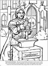 Roi Excalibur Dover Publications Knights Renaissance Rei König sketch template