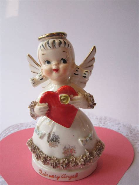 vintage february angel figurine vintage valentine