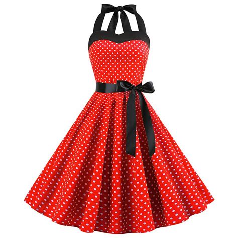 Αγορά Φορέματα Sexy Retro Red Polka Dot Dress 2019 Audrey Hepburn