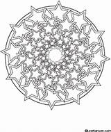 Spiral Stars Coloring Star Mandala Pages Adult sketch template