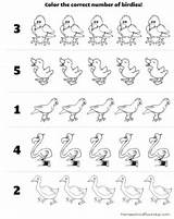Counting Coloring Printable Number Count Birds Preschool Color Sheet Math Correct Fun Child sketch template