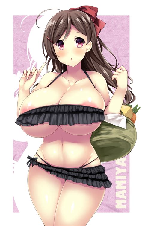 Rule 34 Areolae Bag Bikini Blush Brown Hair Cleavage