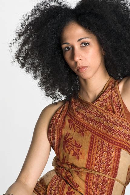 Exotic Woman With Afro And Indian Print Dress Exotic