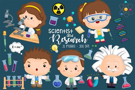 cute scientist clipart science  kid graphic  inkley studio