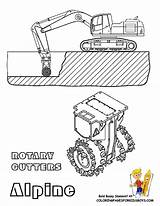 Coloring Pages Yescoloring Construction Rock จาก บทความ Cutters Digging Excavator sketch template