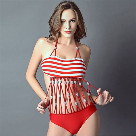 2017 New Arrival Sexy Temptation Swimwear Women Stripe One Piece
