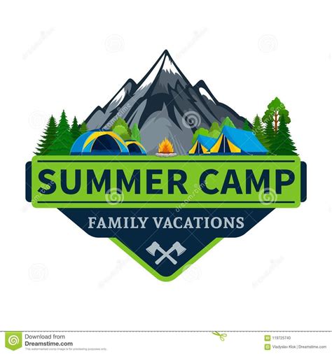 vector summer camp logo stock vector illustration  landscape