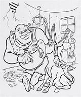 Shrek Coloring Pages Donkey Fiona Printable Color Ecoloringpage Movie Disney sketch template