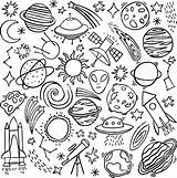 Doodles Universum Weltall Cosmos sketch template