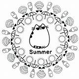 Pusheen Coloring Pages Summer Cat Printable Print Kids Sheets Mandala Book Ete Plage Colouring Color Printables Fun Prints Ca sketch template