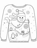 Sweater Coloring Ugly Christmas Pages Winter Colouring Printable Template Snowman Drawing Clothes Prize Sweaters Motif Door Color Sheets Muminthemadhouse Kids sketch template