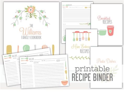 printable recipe binder family recipe  lemonlimeprintables recipe