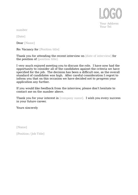 job rejection letter fillable printable  forms handypdf
