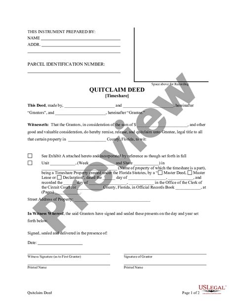 tampa florida quitclaim deed   timeshare timeshare deed