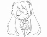 Miku Hatsune Coloring Pages Lineart Chibi Drawing Color Printable Print sketch template