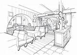 Interior Sketch Sketches Cafe Restaurant Drawings Restaurants Board Studio Rendering Simple Concept Choose Coloring sketch template