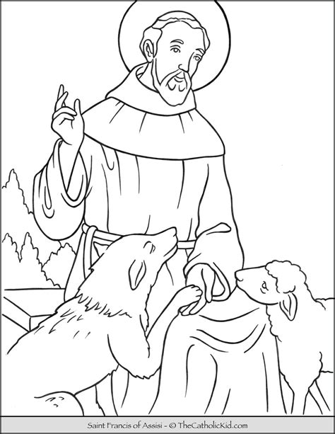 saint francis  assisi coloring page saint coloring coloring pages