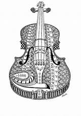 Zentangle Mandalas Violin Orchestra Patrones Zentangles Icolor Guitarra Instruments sketch template