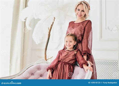 Portrait Of Elegant Beautiful Mother And Daughter Stock Image Image
