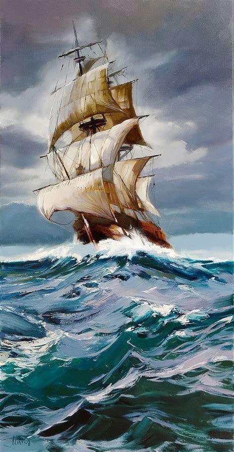 sailing ship oil painting  beata musial tomaszewska sailing art boat painting ship art