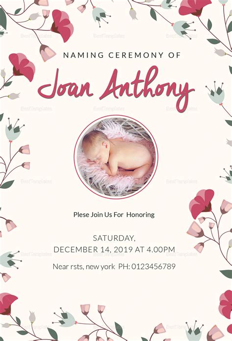 happiest naming ceremony invitation design template  psd word publisher