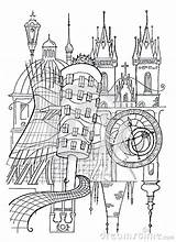 Prague Coloring Designlooter 74kb 450px Illustrations Stock sketch template
