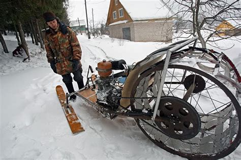 Russian Retiree Builds Snowmobile