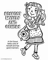 Respect Coloring Girl Others Myself Scout Daisy Scouts Pages Law Sheets Petal Brownie Sheet Book Self Makingfriends Colouring Clipart Color sketch template