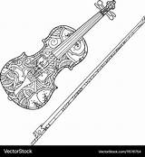 Coloring Violin Ornamental Vector sketch template