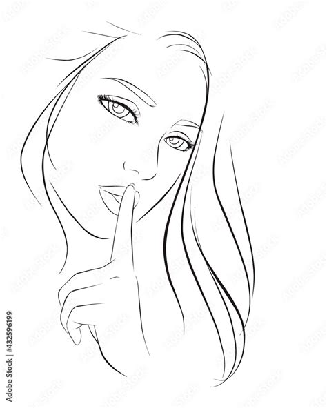 Sexy Girl Making A Quiet Gesture Vector Illustration Isolated Cartoon