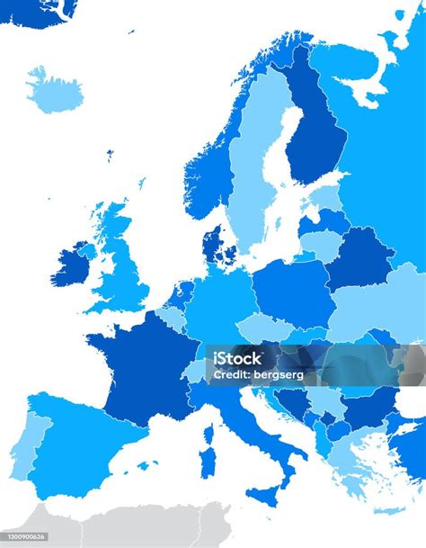 karta oever europa vector blue illustration med laender och nationella