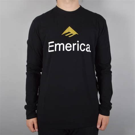 emerica skateboard logo longsleeve t shirt black skate clothing from native skate store uk