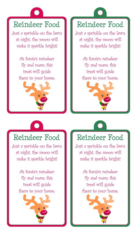 reindeer food poem printable labels     printablee