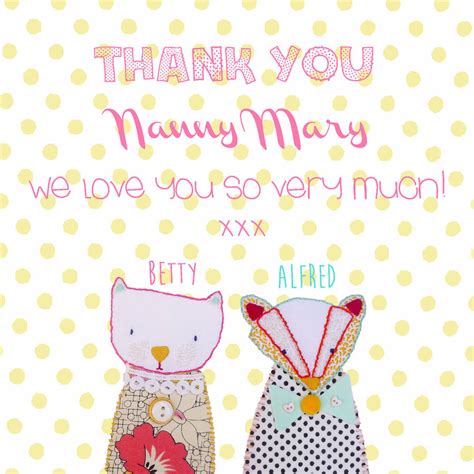 personalised thank you nanny grandma grandad card by buttongirl