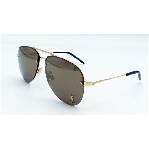 ysl aviator sun glasses gold frame murcuree brown lens classic 11m