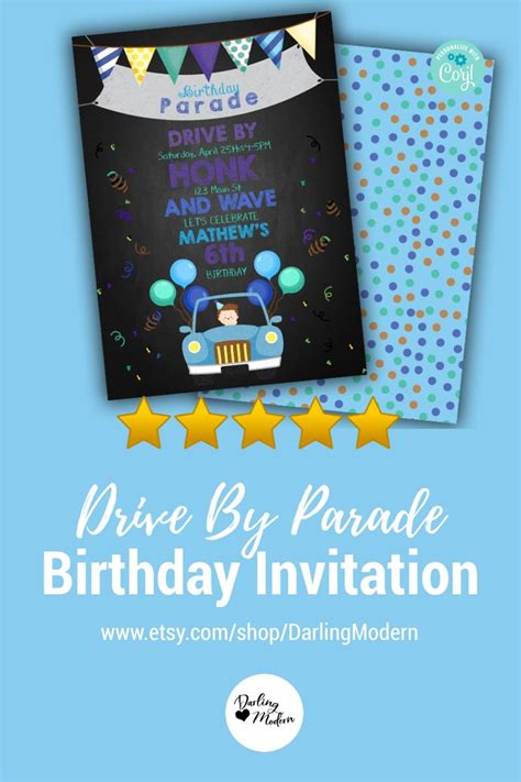 editable drive by birthday parade invitation virtual