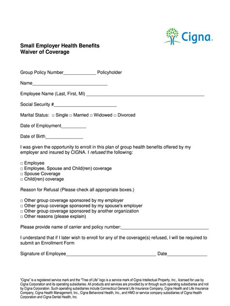Cigna Waiver Form Fill Out And Sign Online Dochub