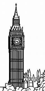 Tower Clock Coloring Pages Kids Netart sketch template