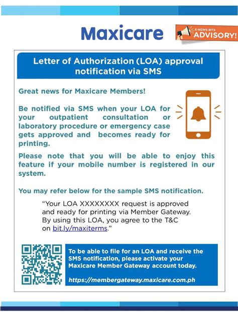 letter  authorization loa approval maxicare batangas