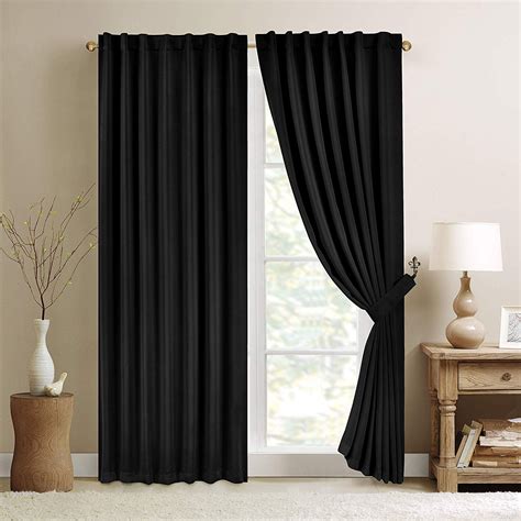 chezmoi collection black thermal blackout  tab curtain set