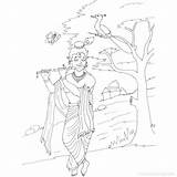 Krishna Coloring Janmashtami Step Radhe Radha Xcolorings Pastel Hindu sketch template