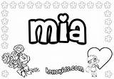 Coloring Pages Girls Names Mia Print Kids Color sketch template